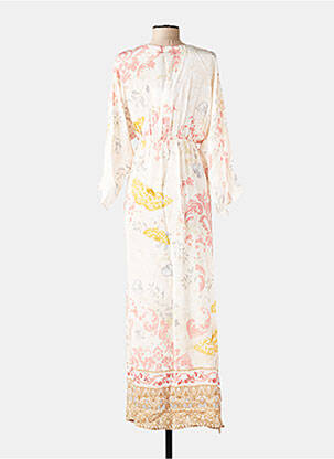 Rochie lungă imprimeu floral mâneci 3/4 roz WU'SIDE femeie