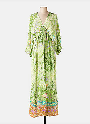 Rochie lungă imprimeu floral mâneci 3/4 verde WU'SIDE femeie