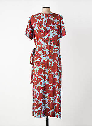 Rochie lungă imprimeu floral mâneci scurte maro NICE THINGS femeie