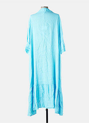Rochie lungă croială evazată mâneci 3/4 albastru VINTAGE femeie