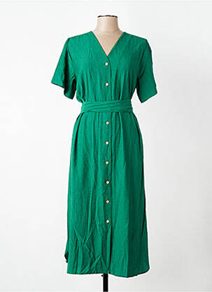 Rochie lungă mâneci scurte mâneci scurte verde NICE THINGS femeie