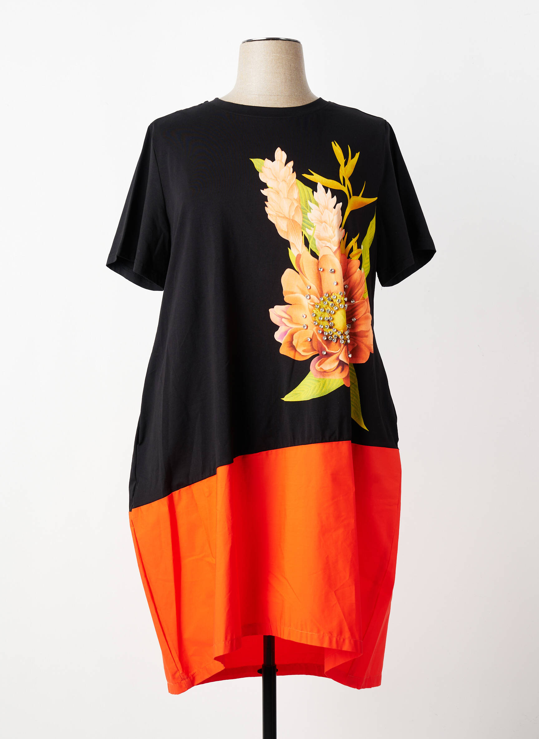 Rochie midi mâneci scurte mâneci scurte negru FLY OUT femeie