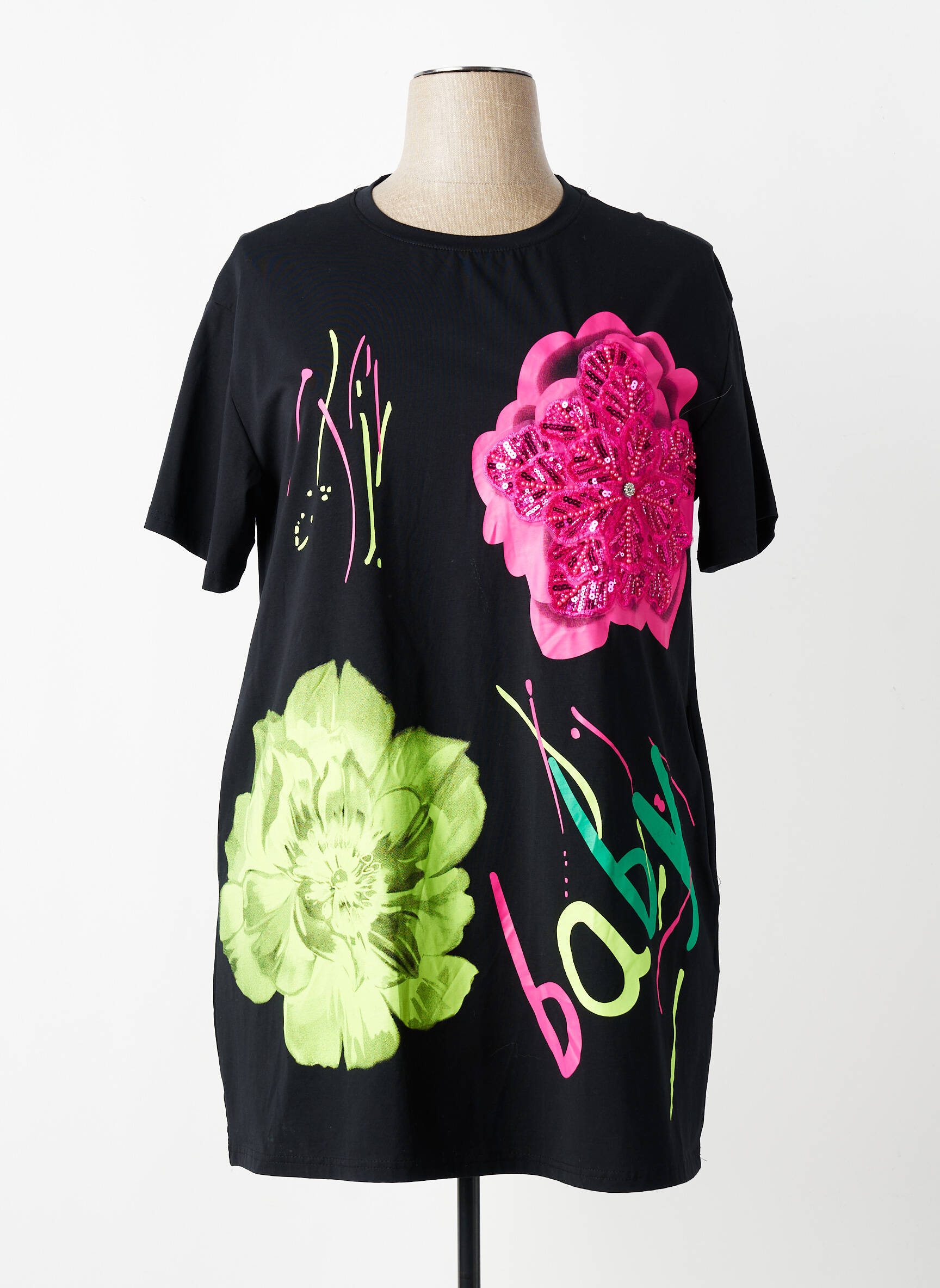 Tricou elasticitate mâneci scurte negru FLY OUT femeie