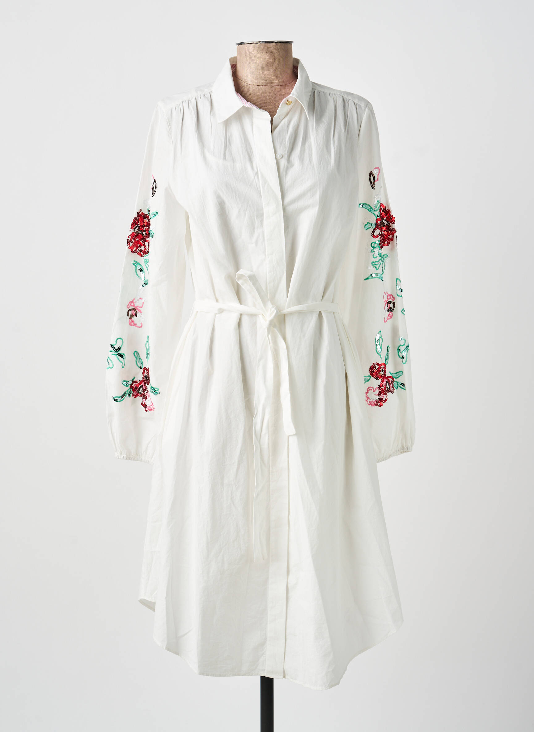 Rochie midi mâneci lungi mâneci lungi alb NUMPH femeie
