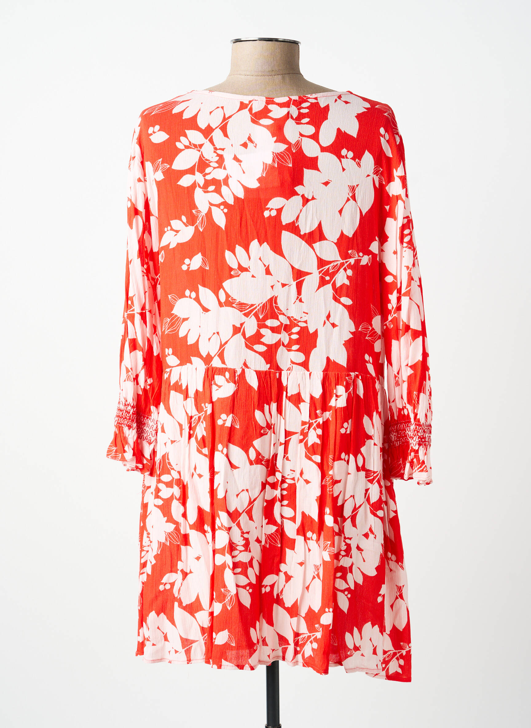 Rochie scurtă imprimeu floral mâneci 3/4 roșu EMILIE.K femeie
