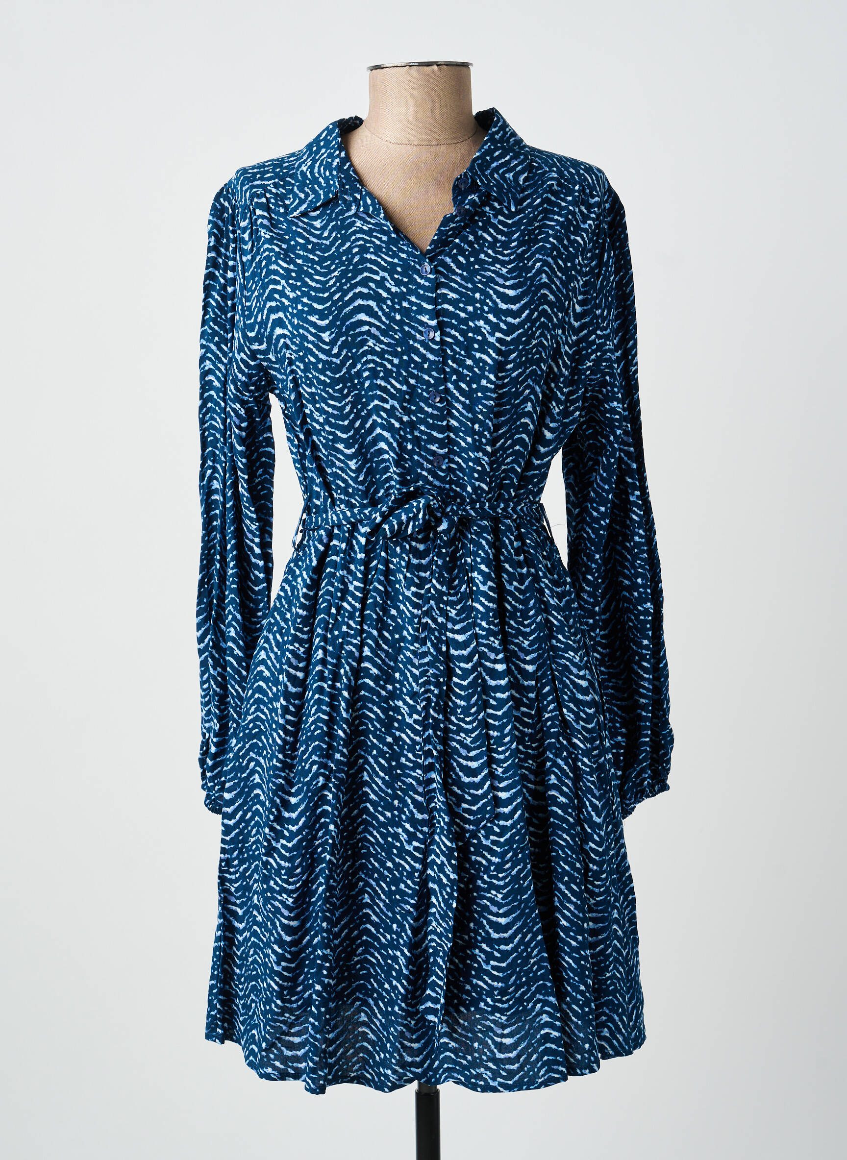 Rochie scurtă mâneci lungi mâneci lungi albastru EMILIE.K femeie