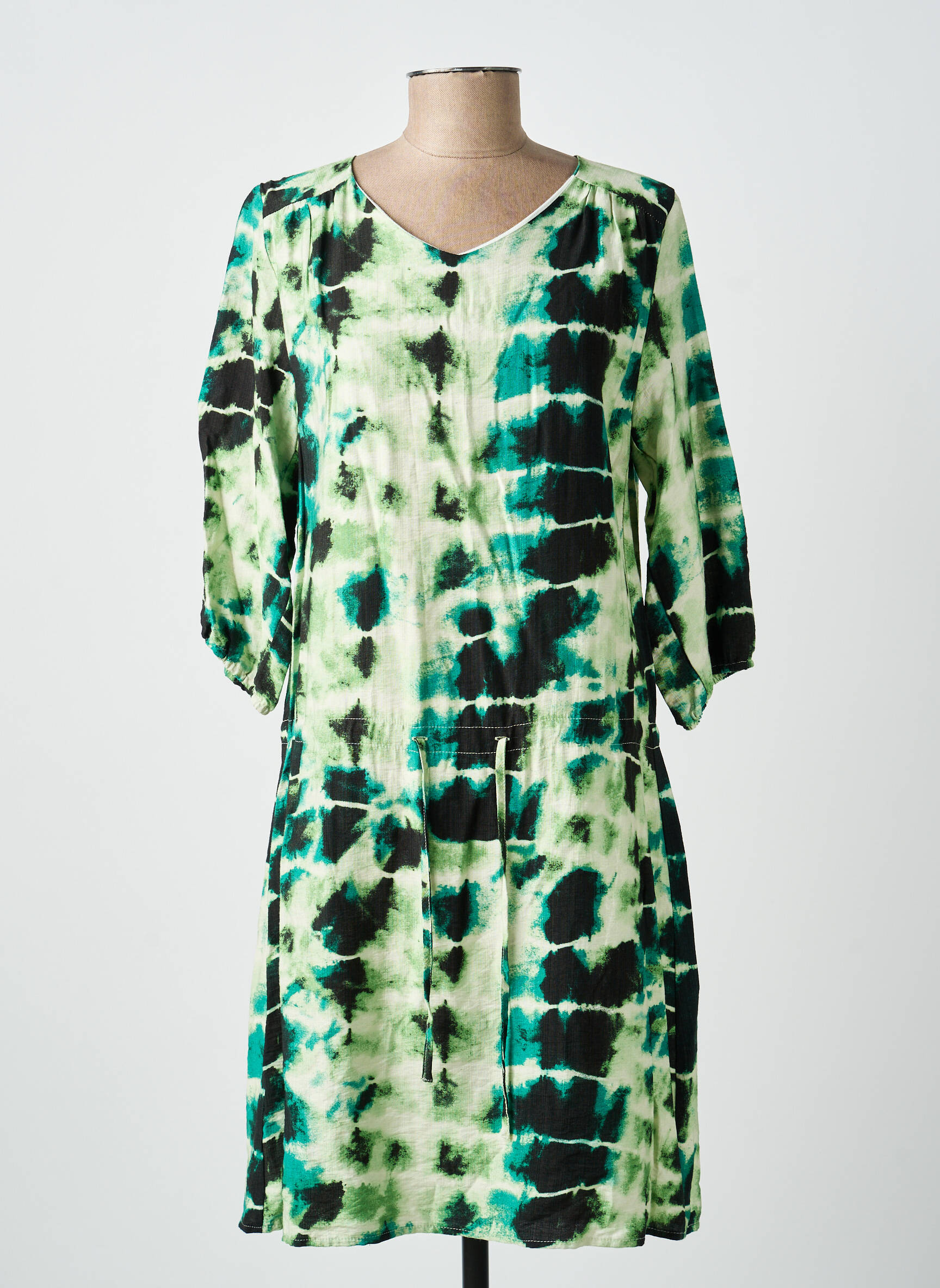 Rochie midi mâneci 3/4 mâneci 3/4 verde EMILIE.K femeie