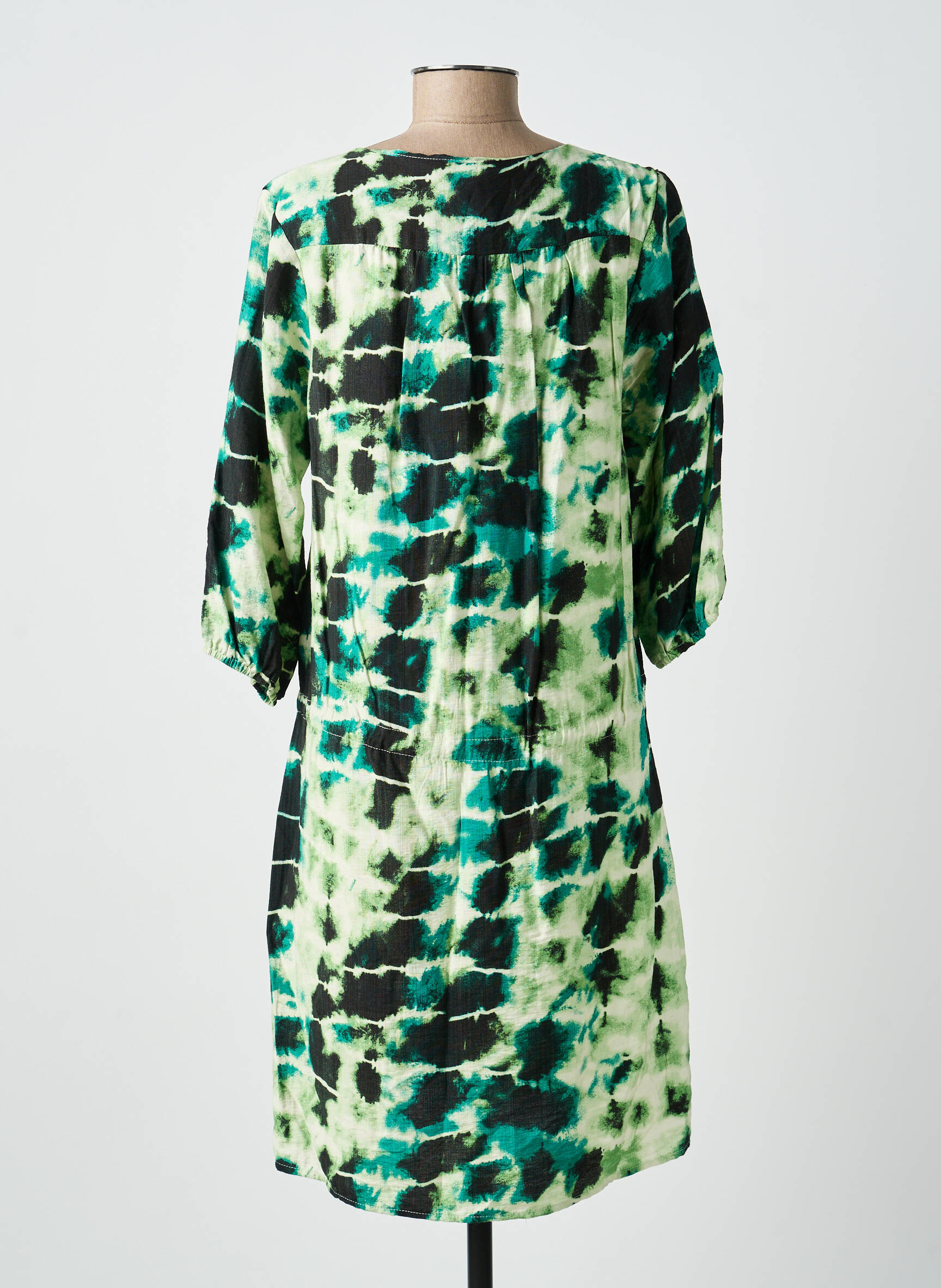 Rochie midi mâneci 3/4 mâneci 3/4 verde EMILIE.K femeie