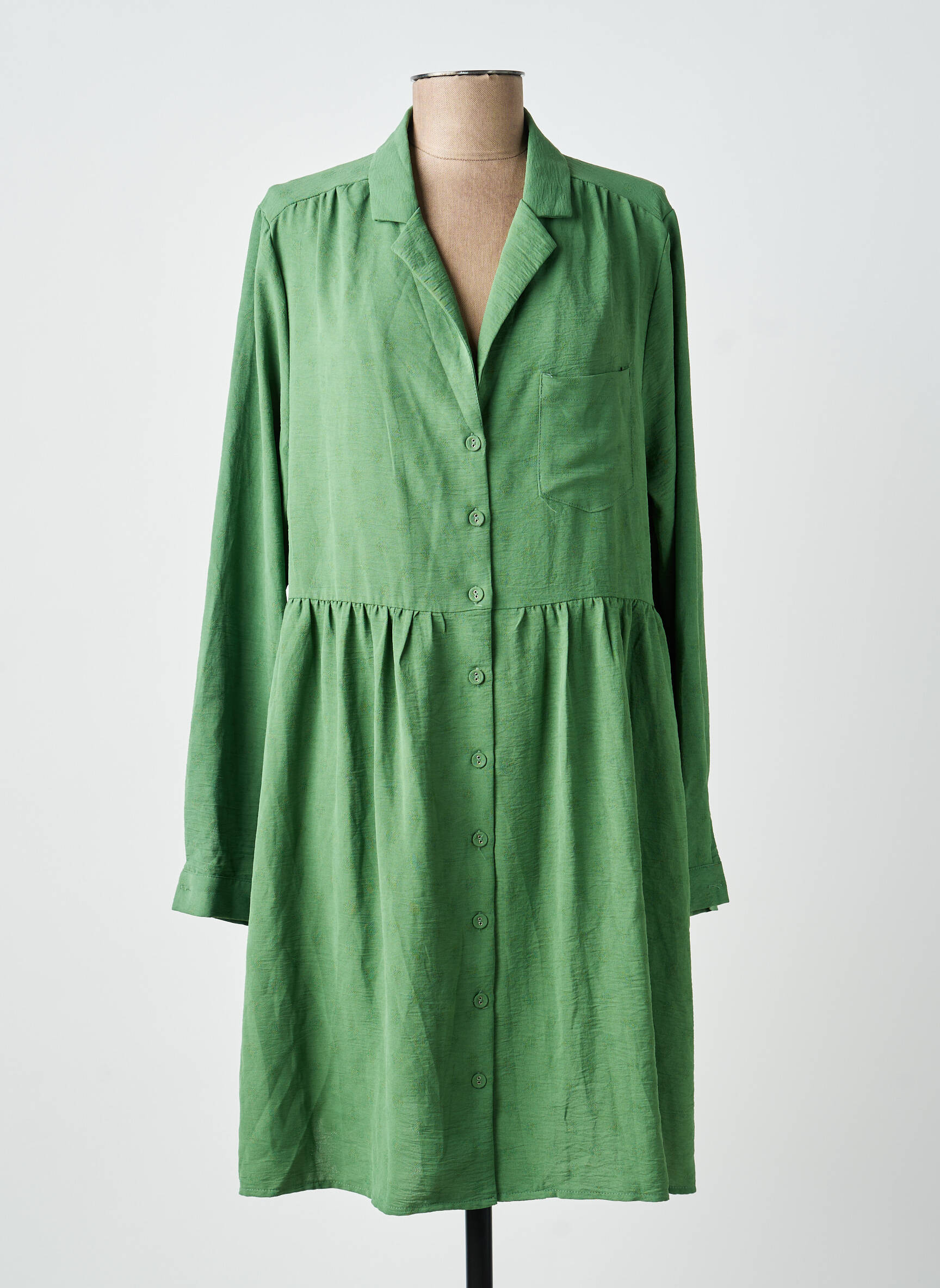 Rochie scurtă croială evazată mâneci lungi verde ANDY & LUCY femeie