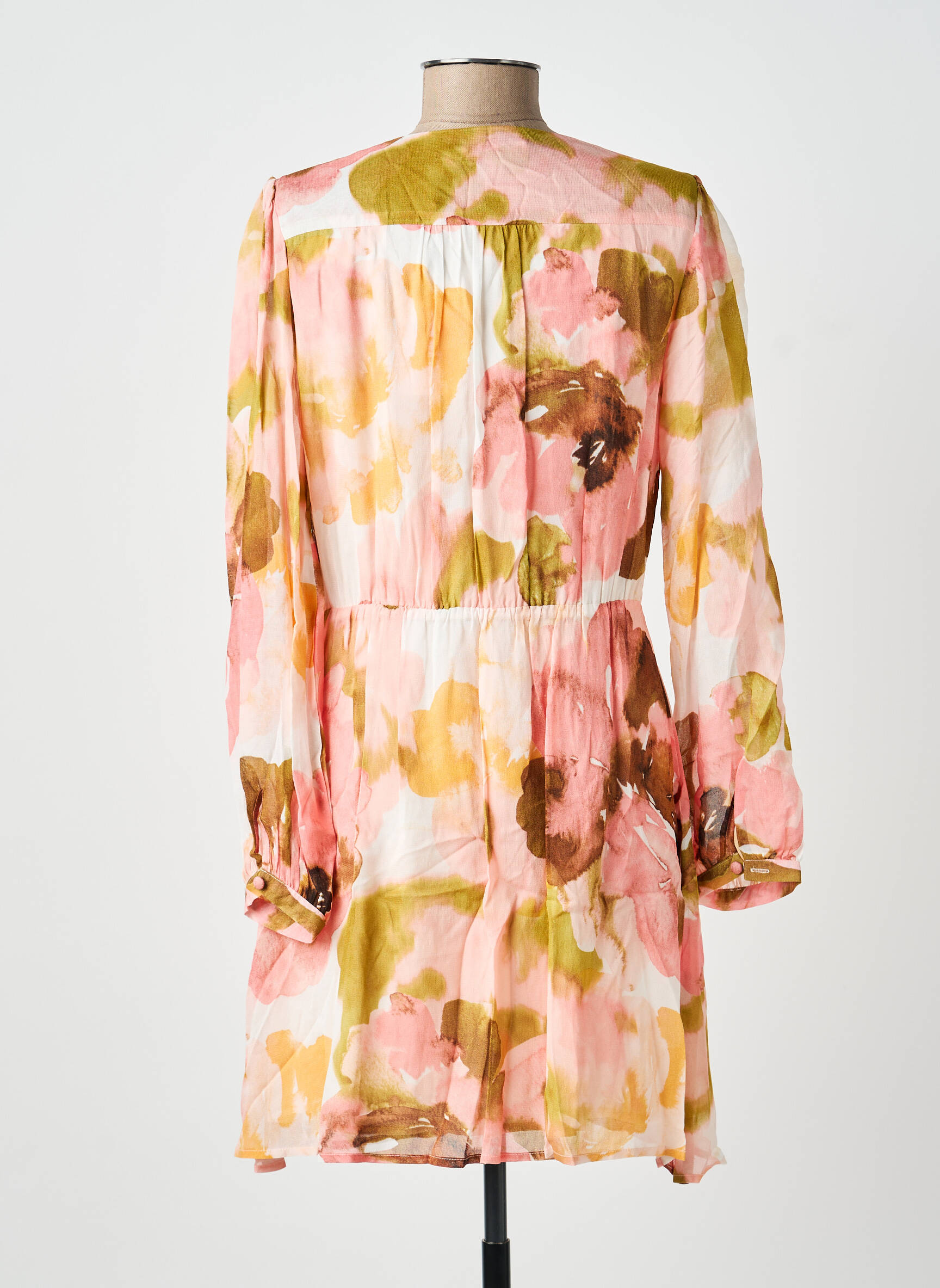 Rochie midi croială fluidă mâneci lungi roz LA PETITE FRANCAISE femeie