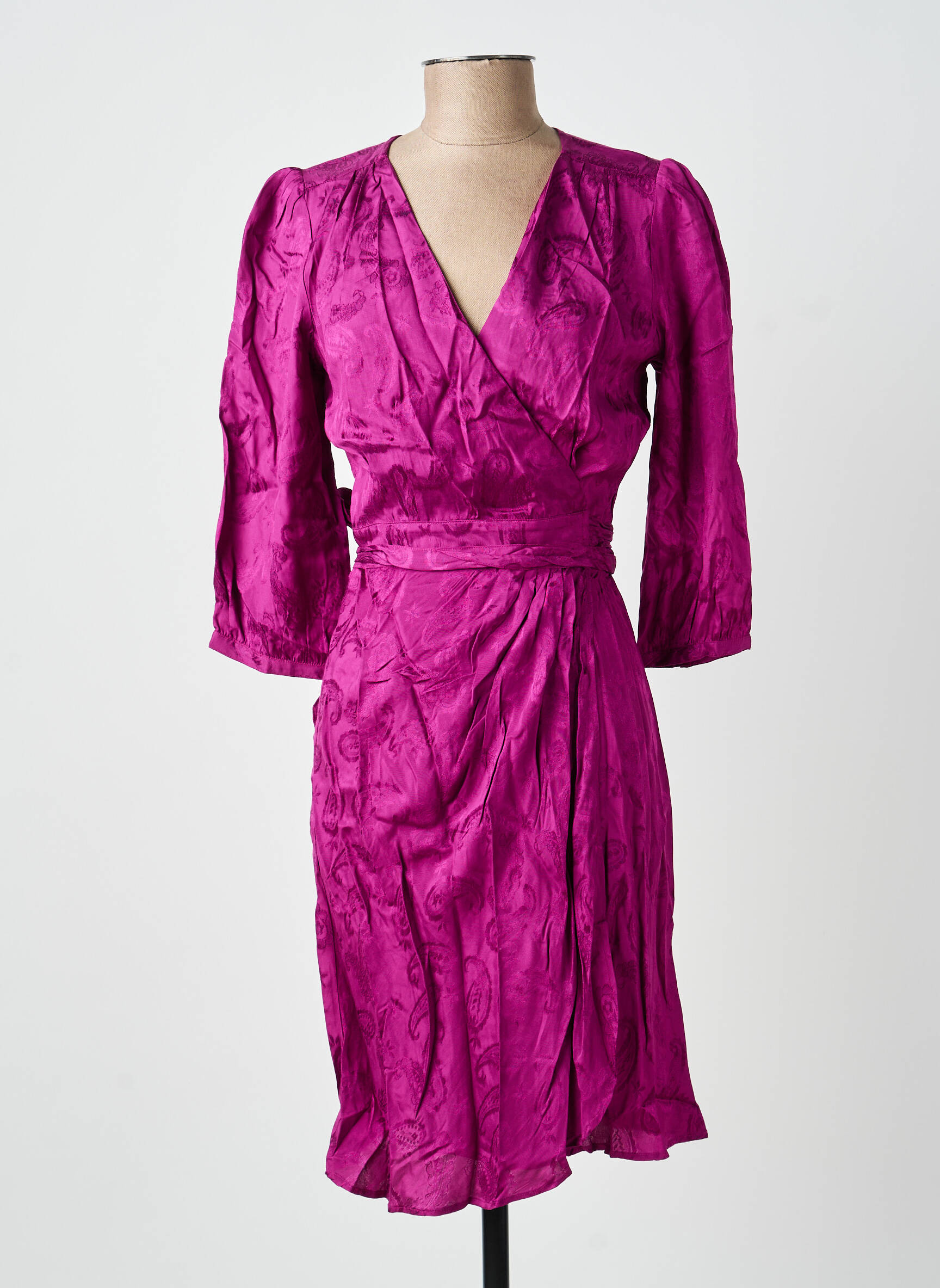 Rochie midi mâneci 3/4 mâneci 3/4 violet LA PETITE ETOILE femeie