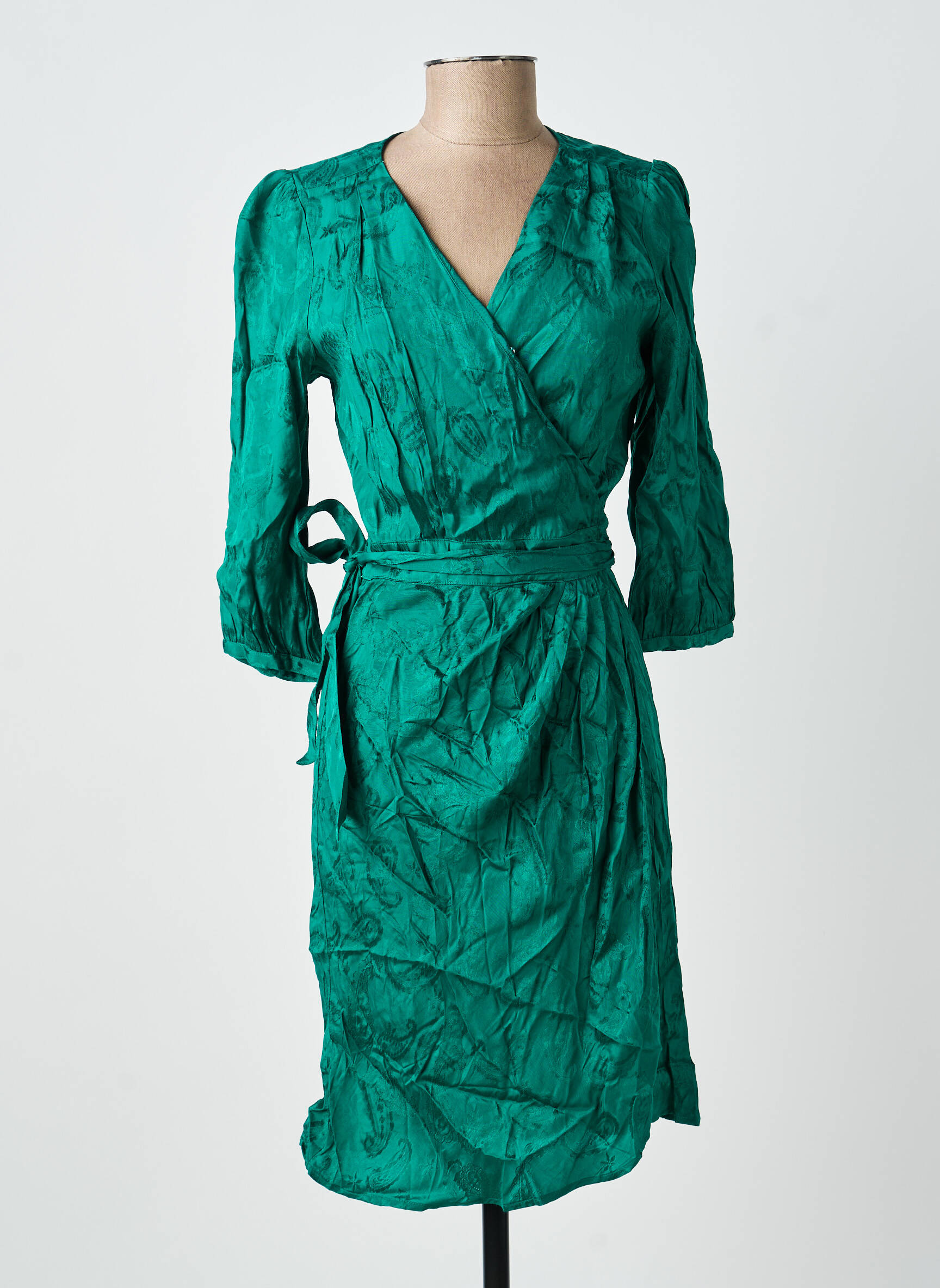 Rochie midi mâneci 3/4 mâneci 3/4 verde LA PETITE ETOILE femeie