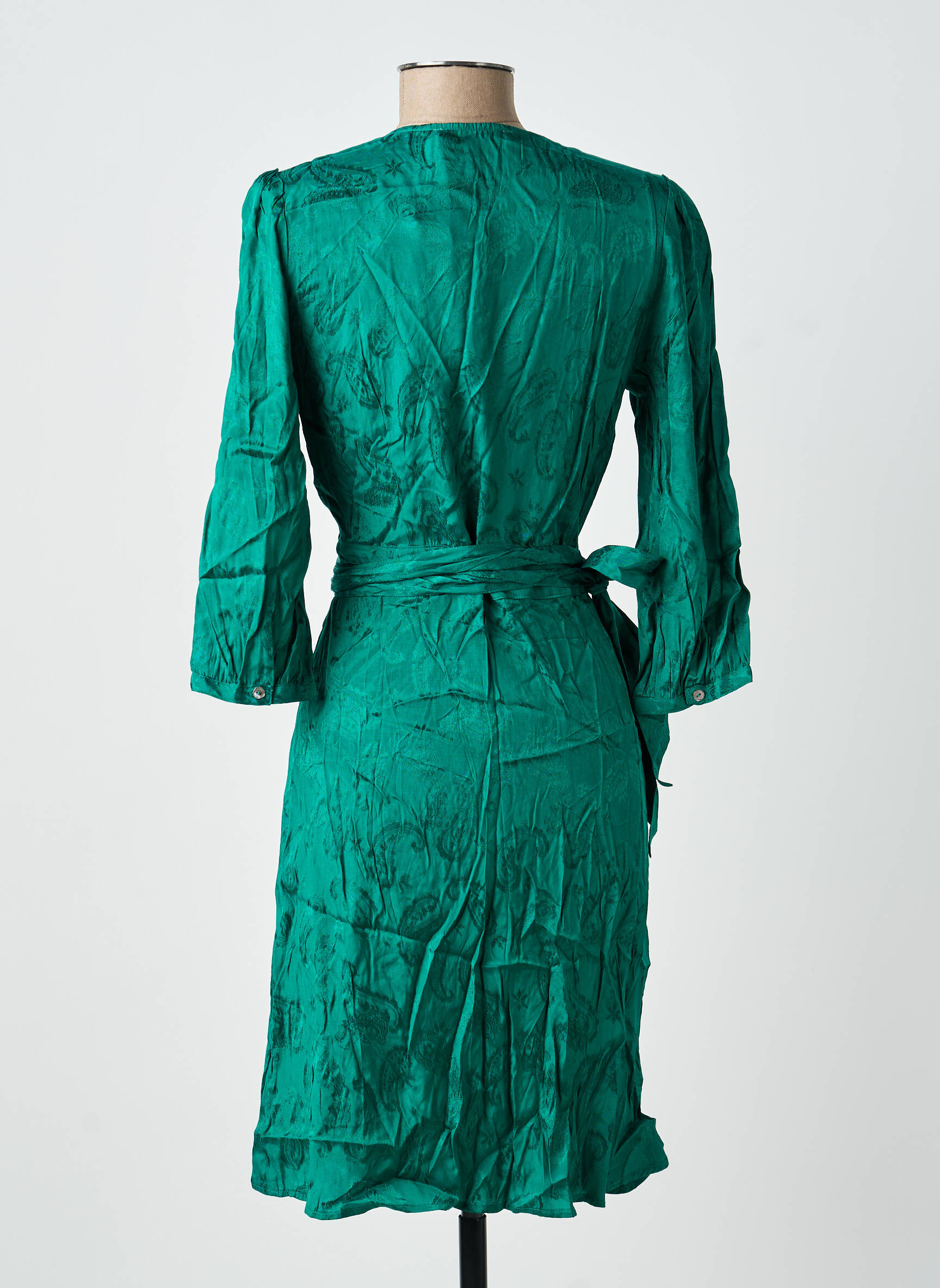 Rochie midi mâneci 3/4 mâneci 3/4 verde LA PETITE ETOILE femeie