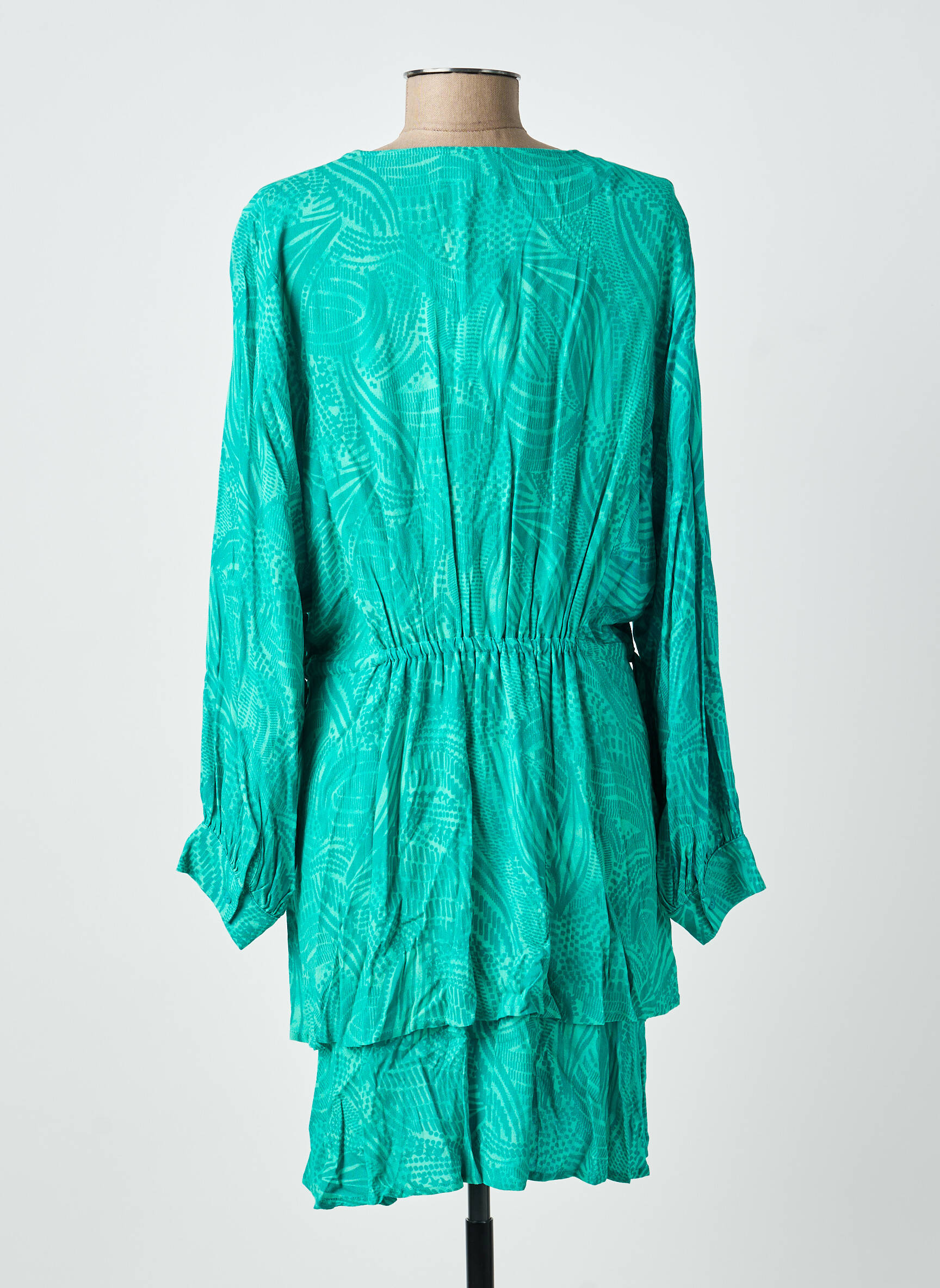 Rochie scurtă mâneci lungi mâneci lungi verde ARTLOVE femeie