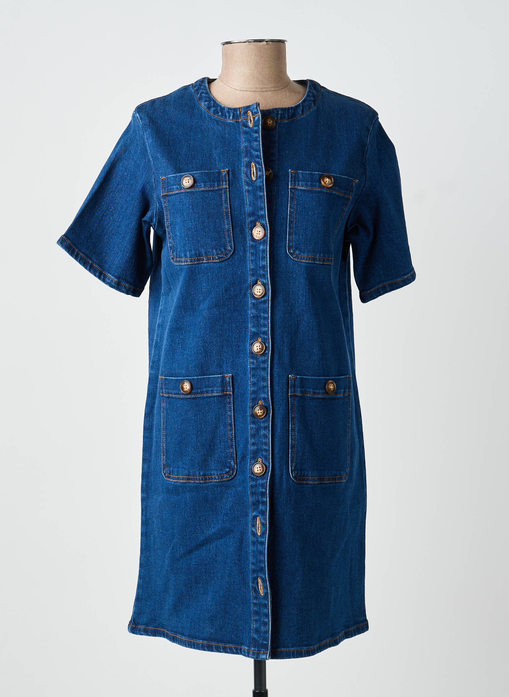 Rochie scurtă mâneci scurte mâneci scurte albastru LA PETITE ETOILE femeie