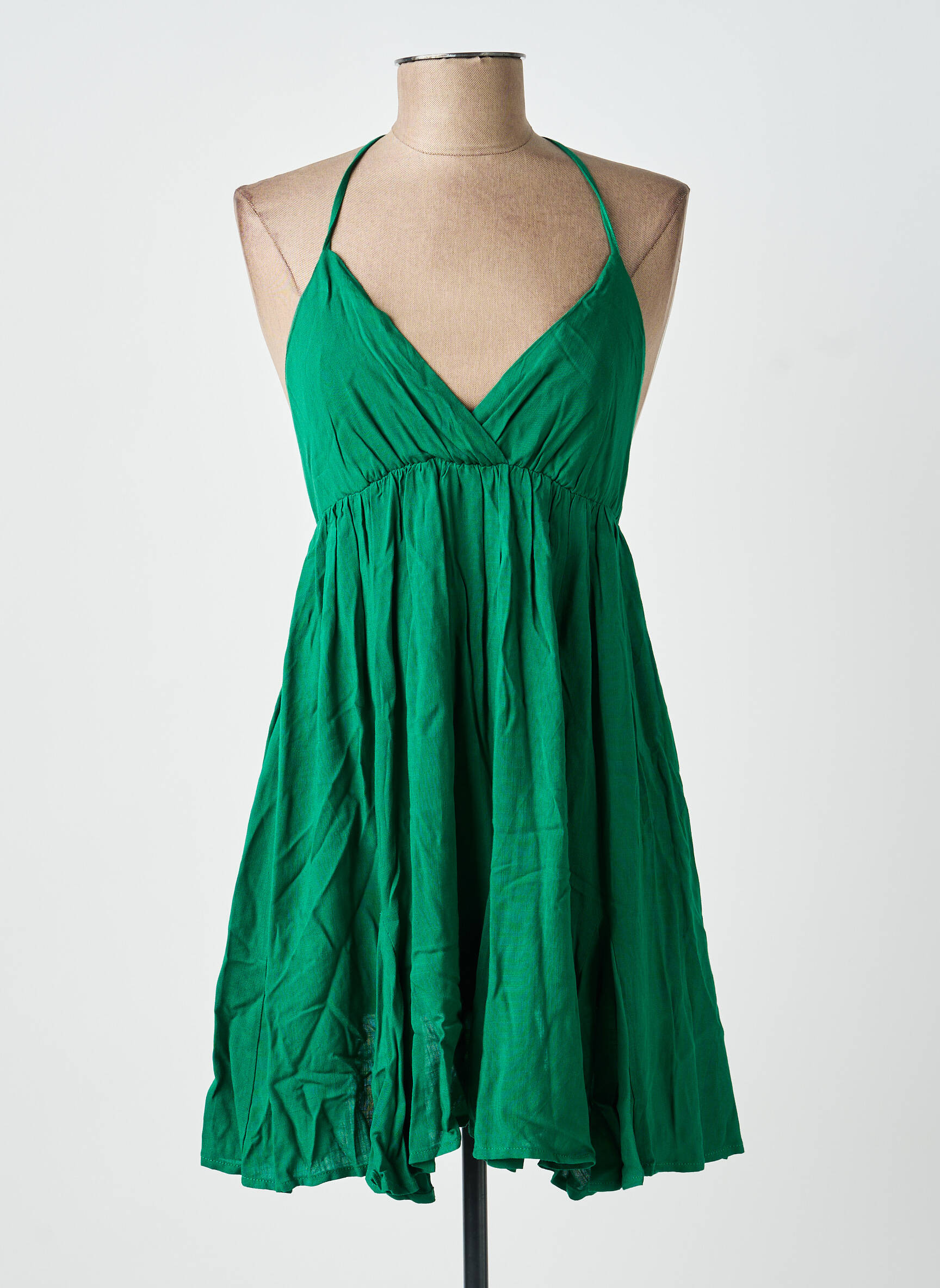Rochie scurtă croială evazată bretele subțiri verde LA PETITE ETOILE femeie