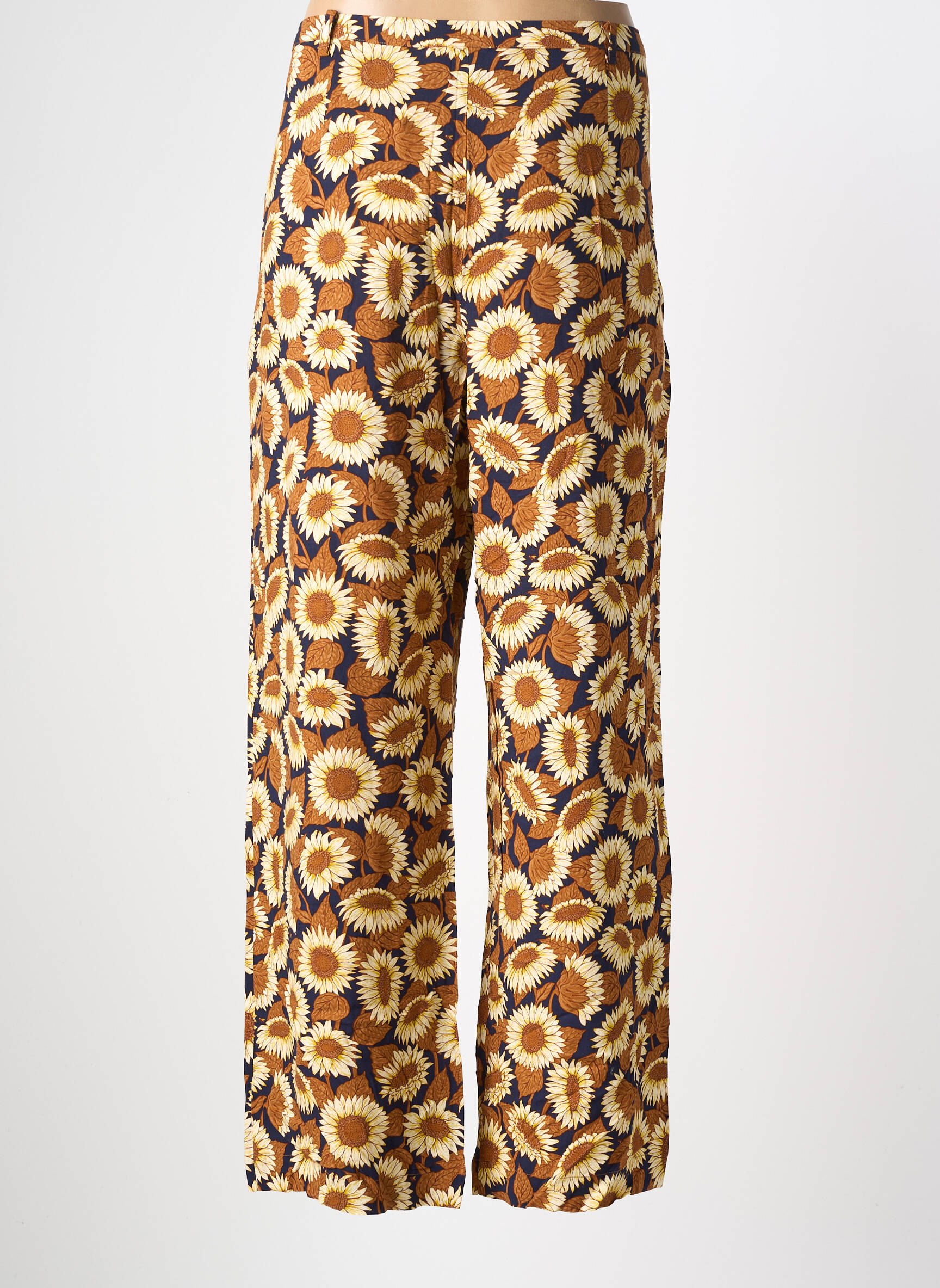 Pantalon drept țesătură poplin mărime normală maro NICE THINGS femeie