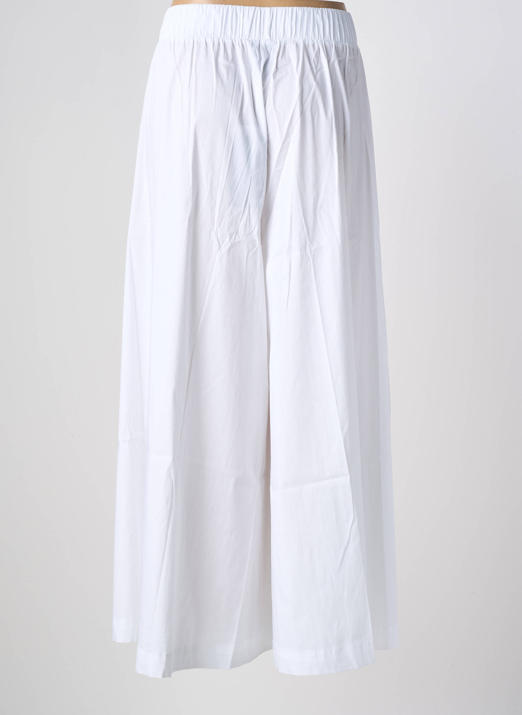 Pantalon 7/8 talie elastică mărime normală alb MAT. femeie