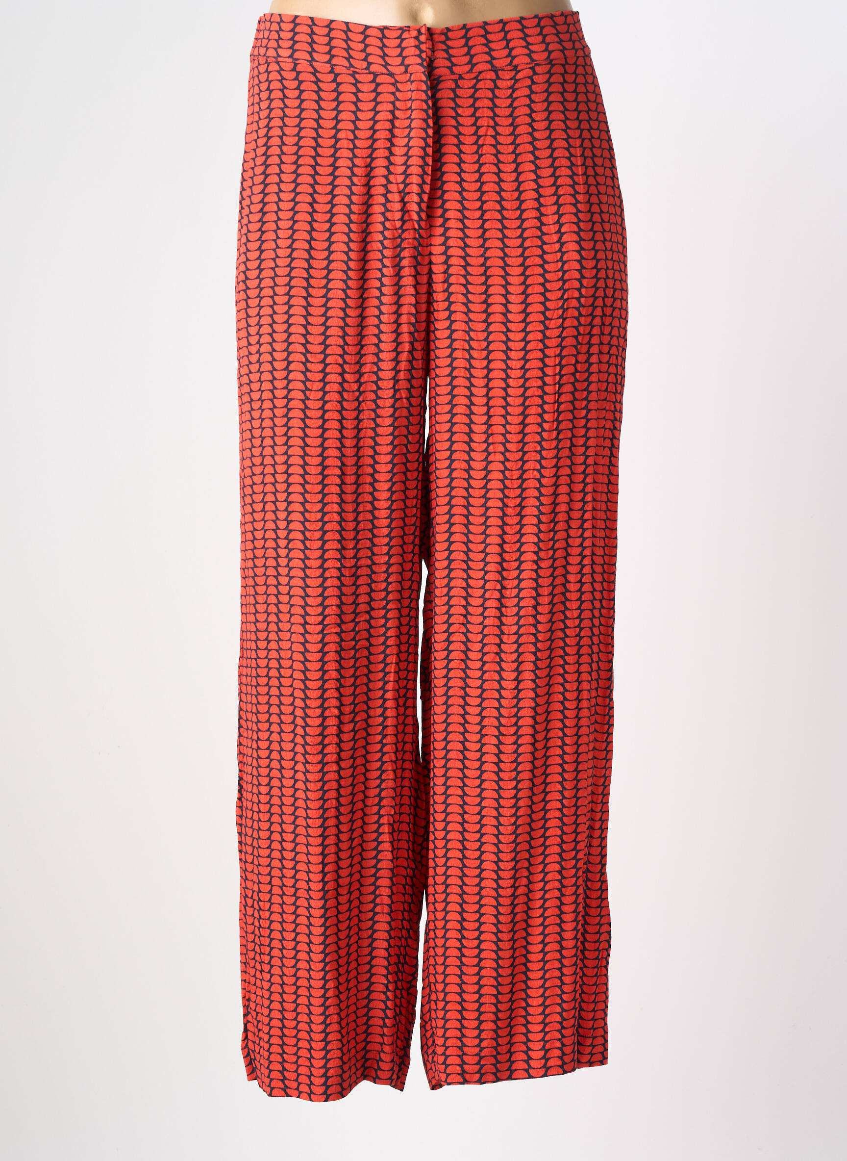 Pantalon drept țesătură crep talie înaltă portocalie NICE THINGS femeie