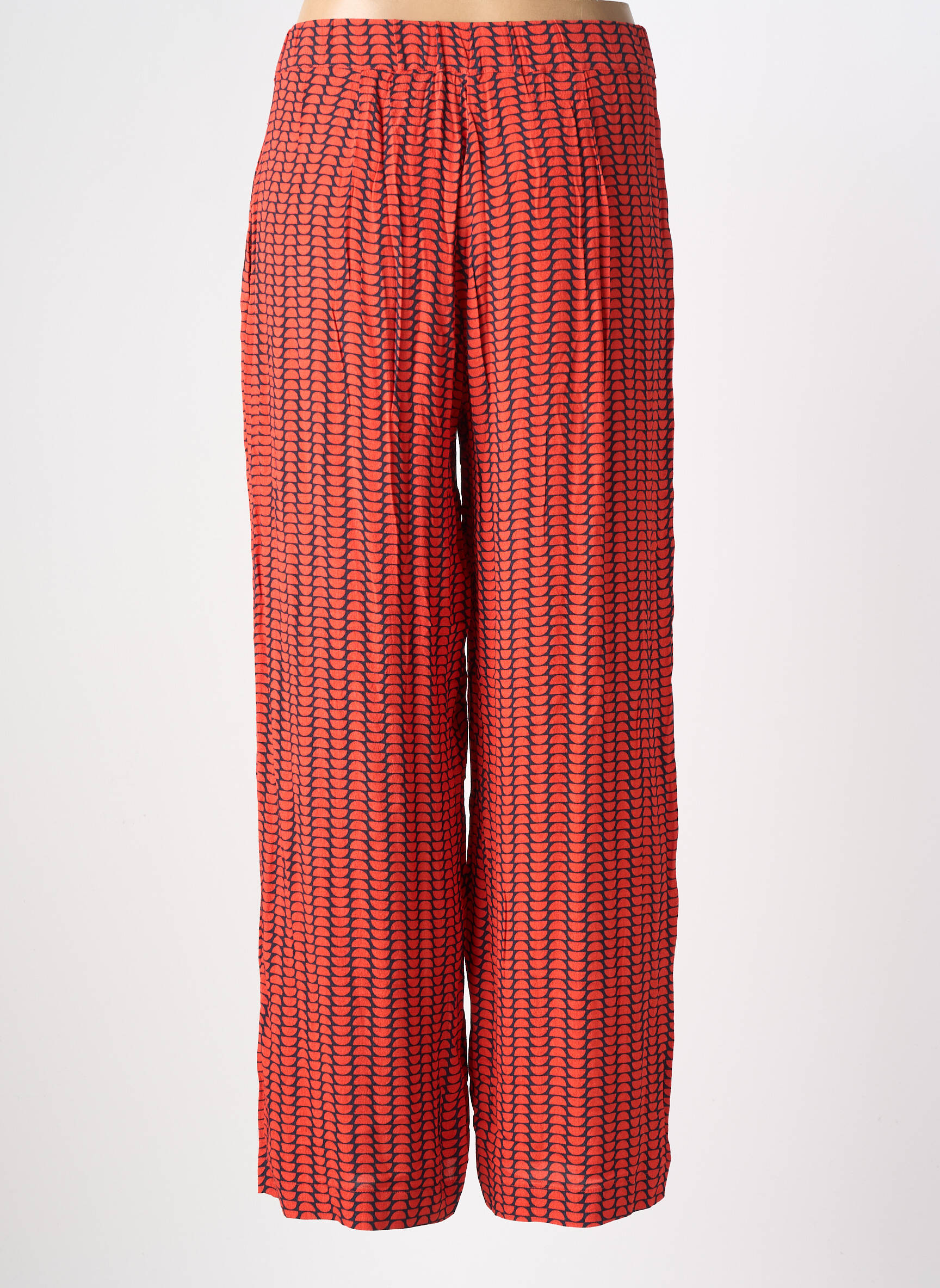 Pantalon drept țesătură crep talie înaltă portocalie NICE THINGS femeie