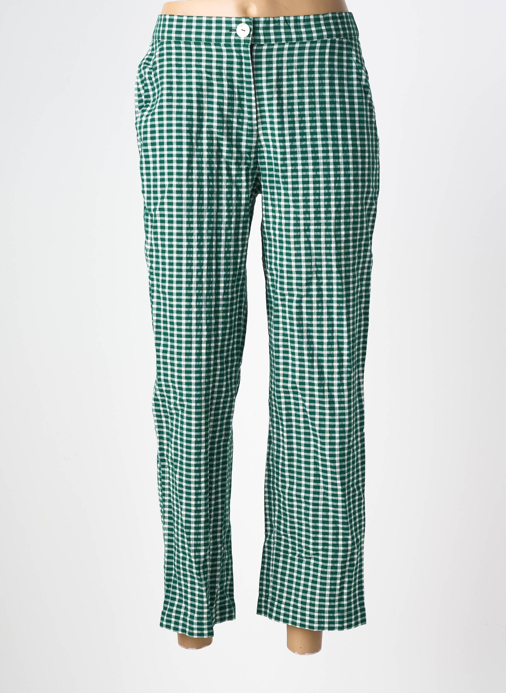 Pantalon 7/8 talie elastică mărime normală verde NICE THINGS femeie