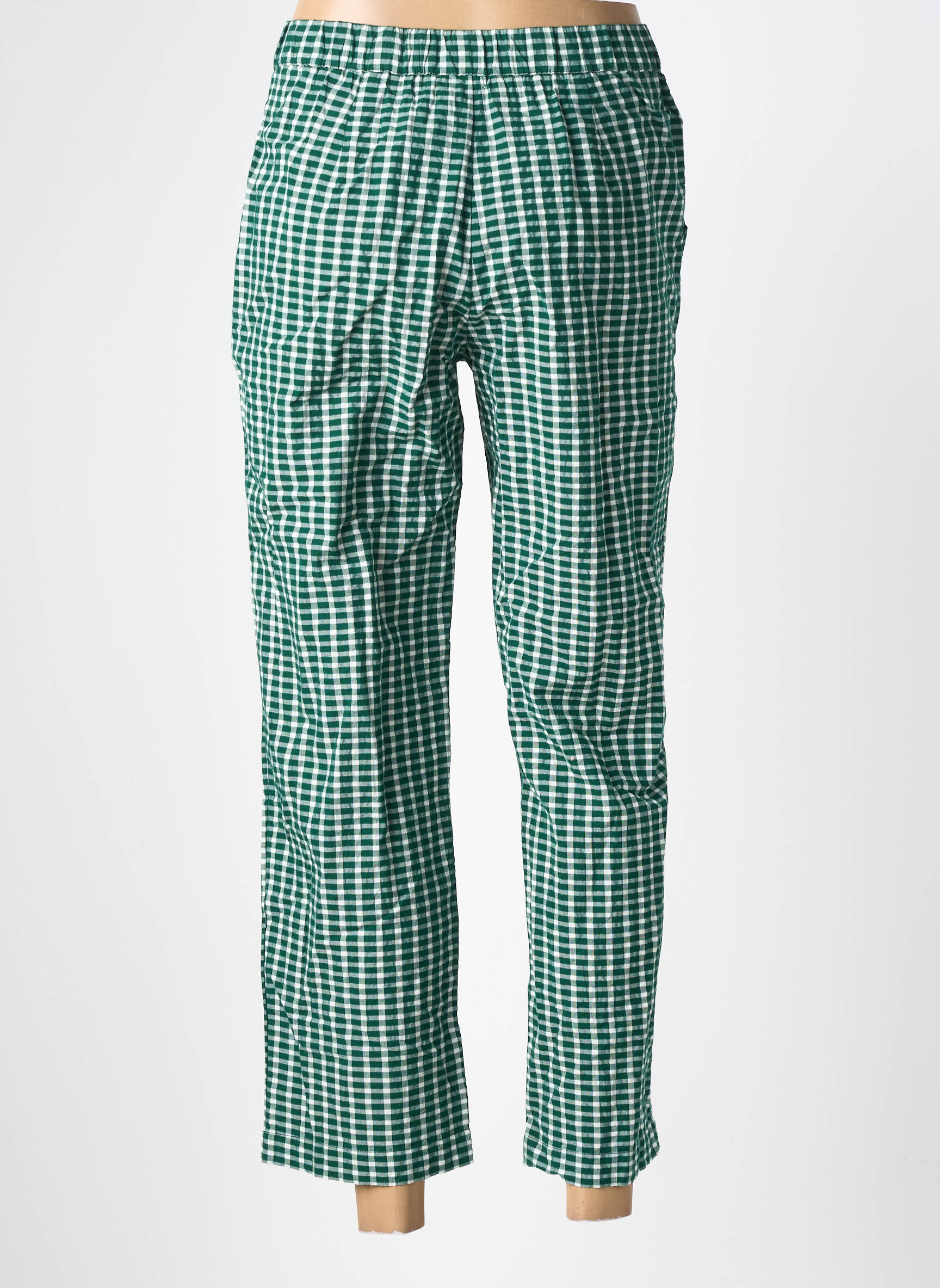 Pantalon 7/8 talie elastică mărime normală verde NICE THINGS femeie