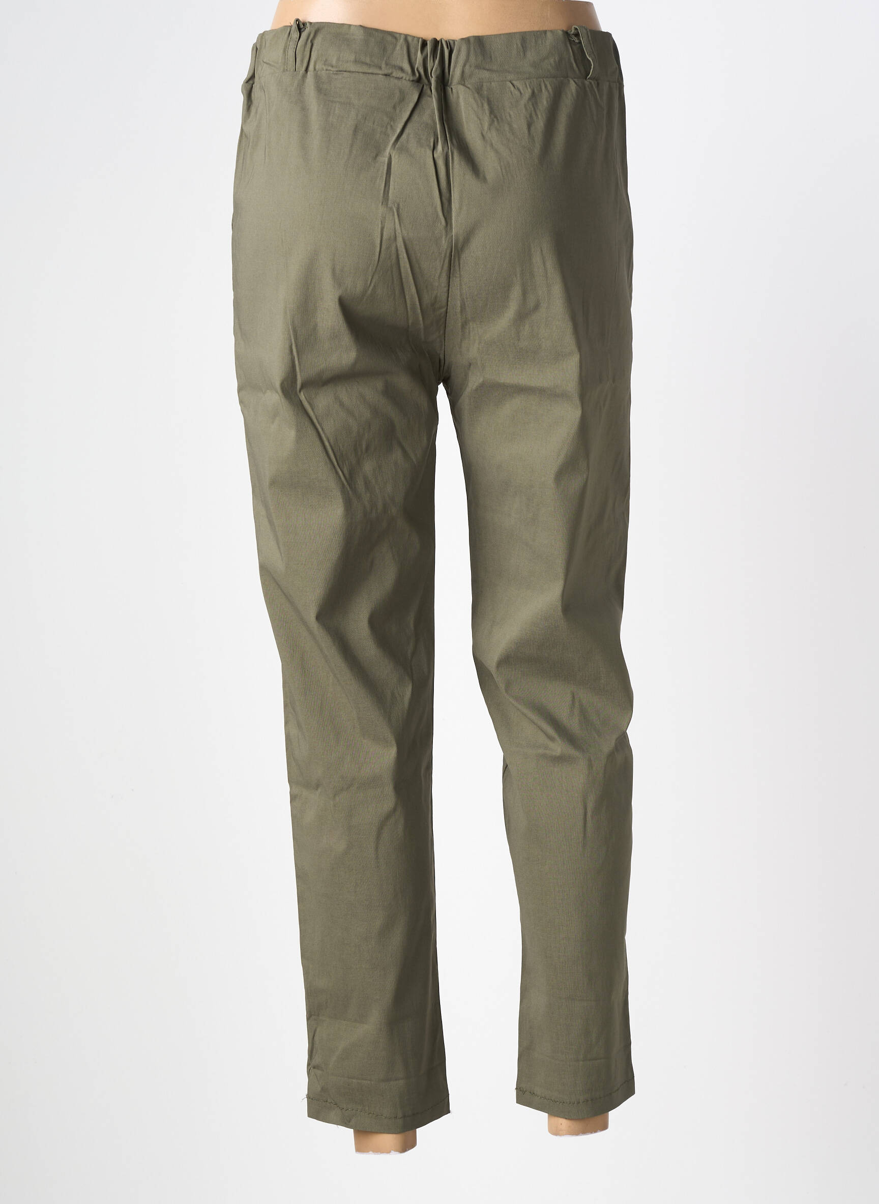Pantalon 7/8 talie elastică mărime normală verde NEW HAO MAI femeie