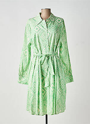 Rochie midi imprimeu fantezie mâneci lungi verde TRAMONTANA femeie