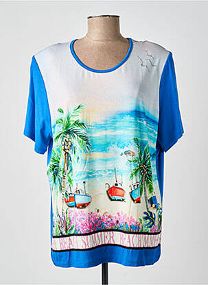 Tricou croială dreaptă mâneci scurte albastru I.ODENA femeie
