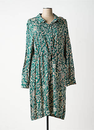 Rochie midi imprimeu floral mâneci lungi verde C'EST BEAU LA VIE femeie