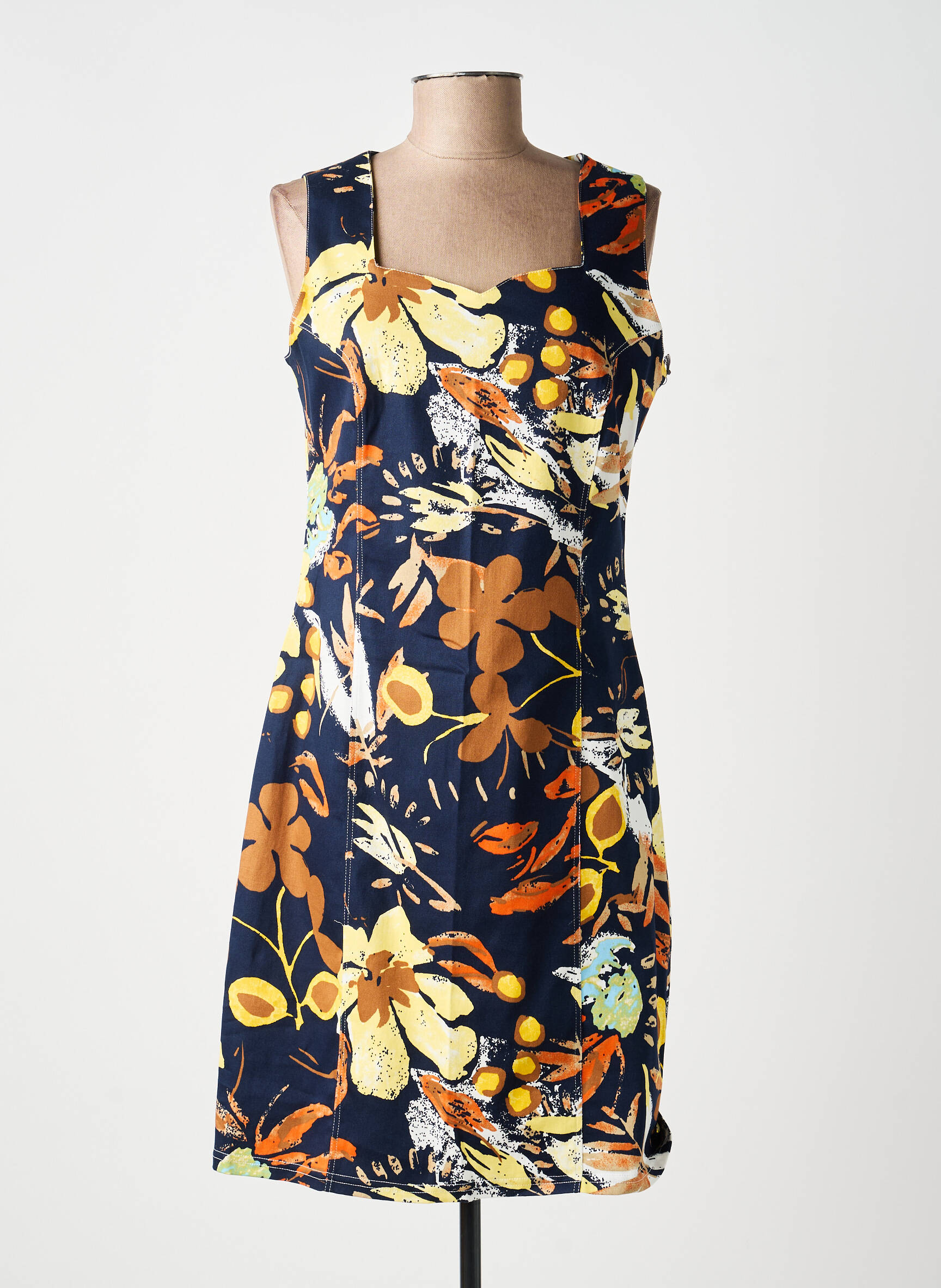 Rochie midi imprimeu floral fără mâneci albastru GUY DUBOUIS femeie