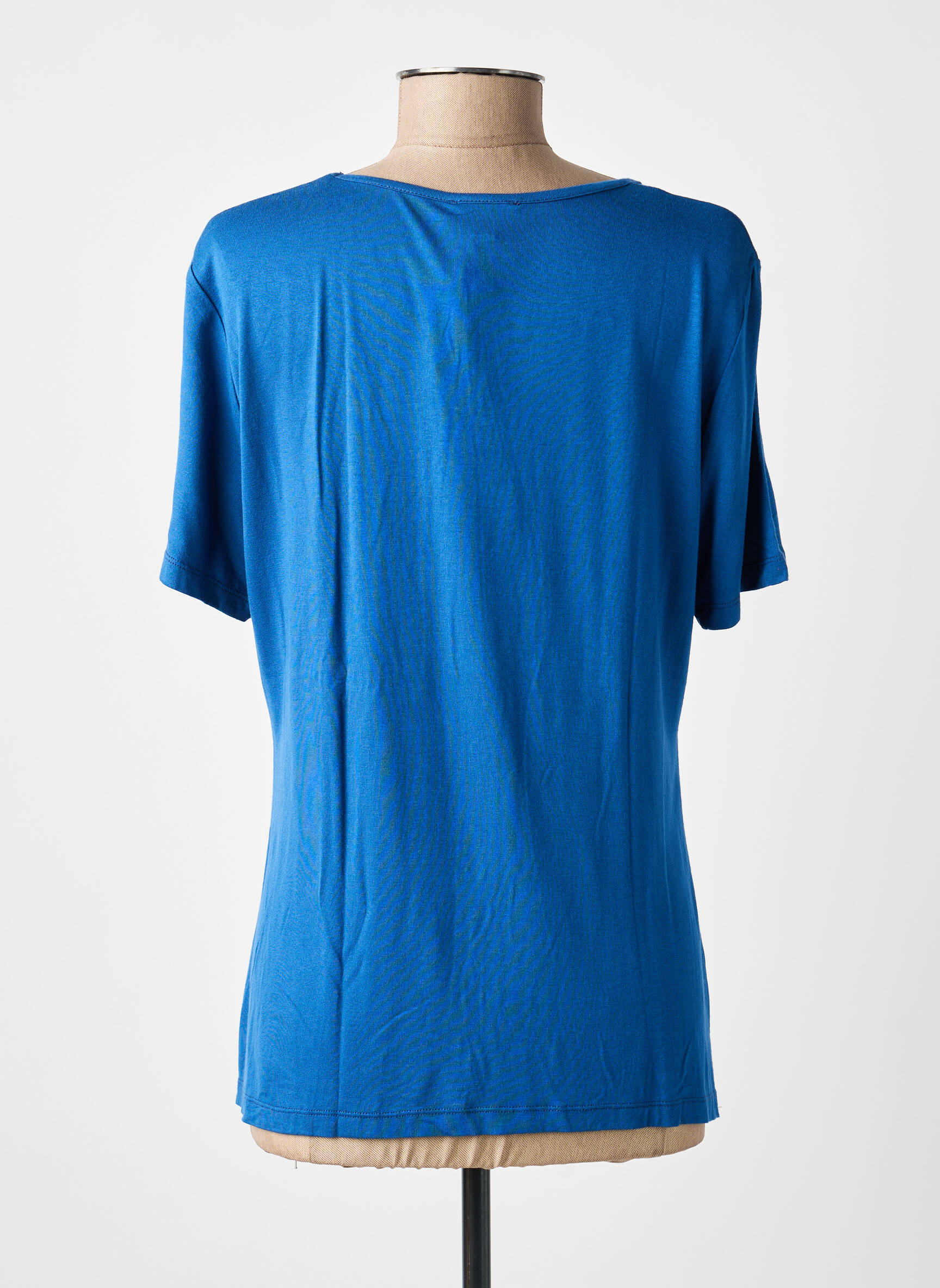 Tricou guler în v mâneci scurte albastru GUY DUBOUIS femeie