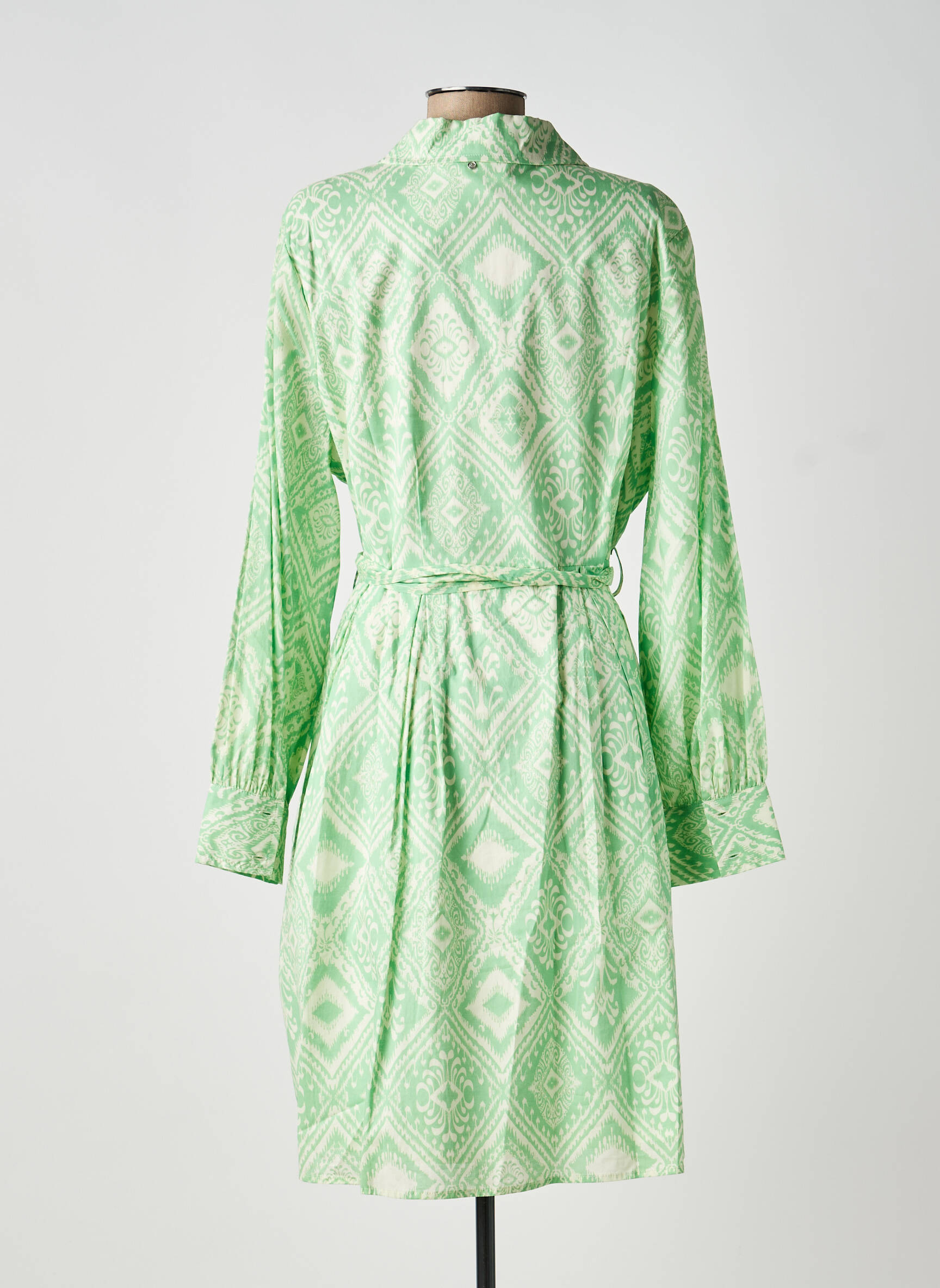 Rochie midi imprimeu fantezie mâneci lungi verde TRAMONTANA femeie