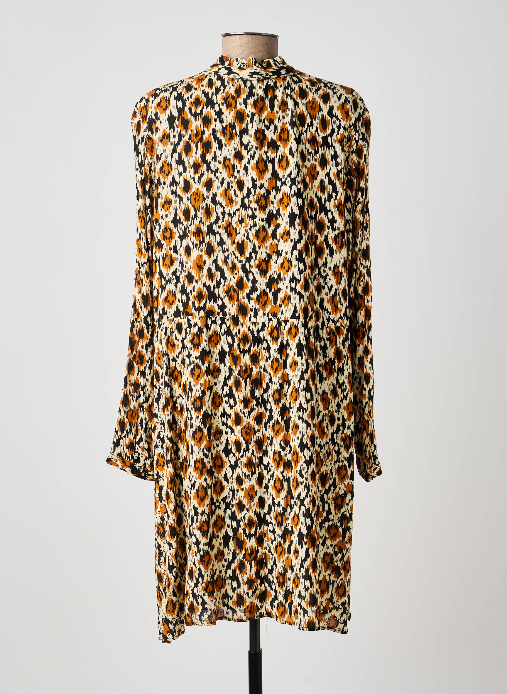 Rochie midi croială fluidă mâneci lungi bej C'EST BEAU LA VIE femeie