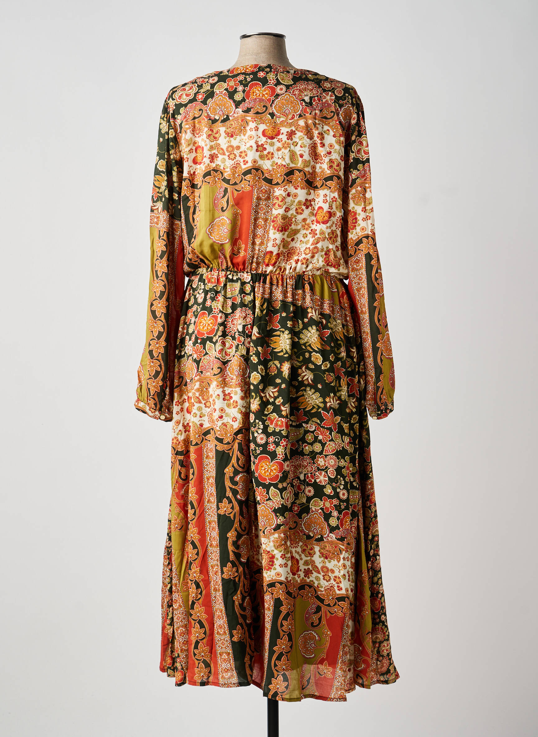 Rochie lungă mâneci lungi mâneci lungi verde C'EST BEAU LA VIE femeie