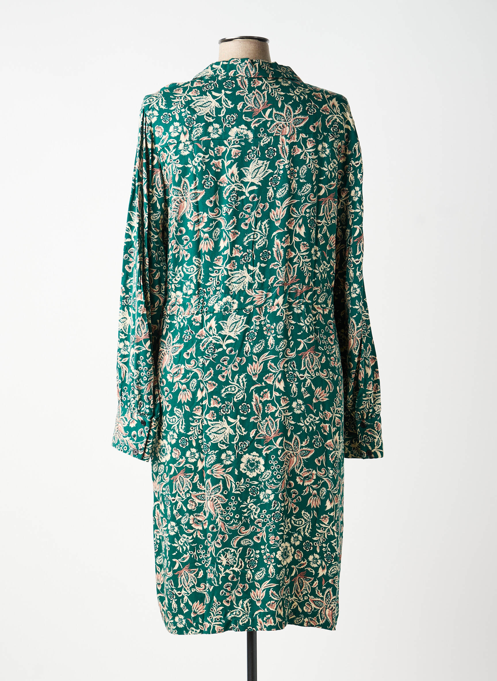 Rochie midi imprimeu floral mâneci lungi verde C'EST BEAU LA VIE femeie