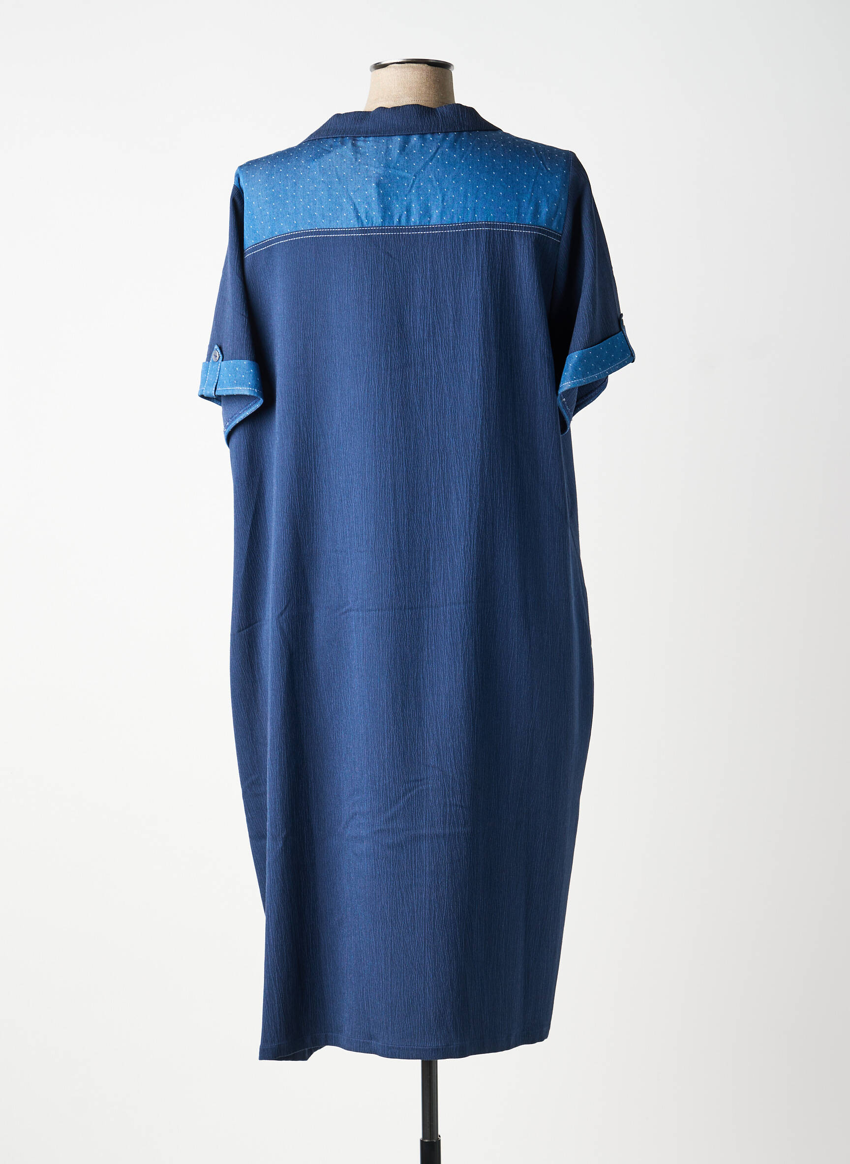 Rochie midi țesătură crep mâneci scurte albastru GUY DUBOUIS femeie