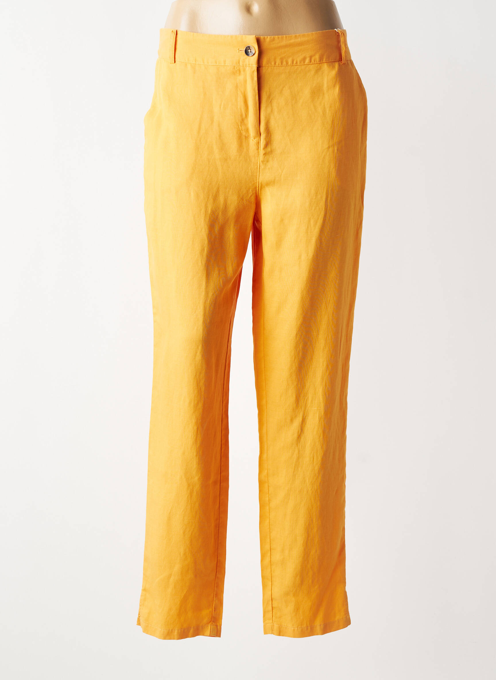 Pantalon drept țesătură crep mărime normală portocalie C'EST BEAU LA VIE femeie
