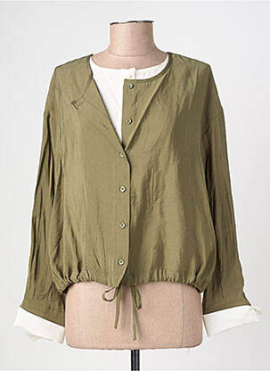 Cămașă țesătură poplin mâneci lungi verde EMILIE.K femeie