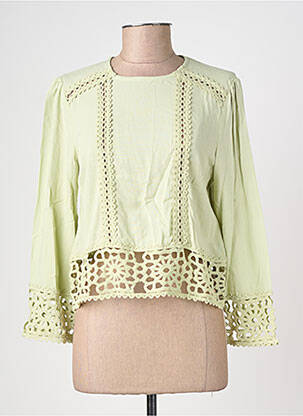 Bluză țesătură poplin mâneci 3/4 verde LA PETITE ETOILE femeie