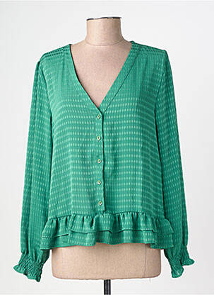 Cămașă țesătură crep mâneci lungi verde EMILIE.K femeie