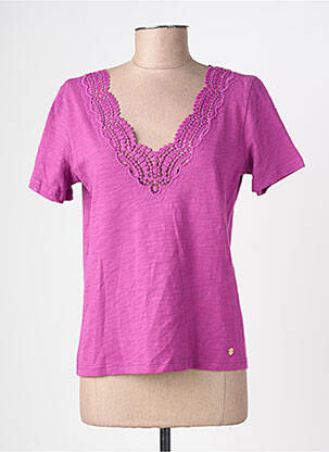 Tricou guler în v mâneci scurte violet LA PETITE ETOILE femeie