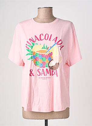 Tricou croială dreaptă mâneci scurte roz LA PETITE ETOILE femeie