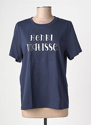 Tricou serigrafie flockată mâneci scurte albastru ARTLOVE femeie