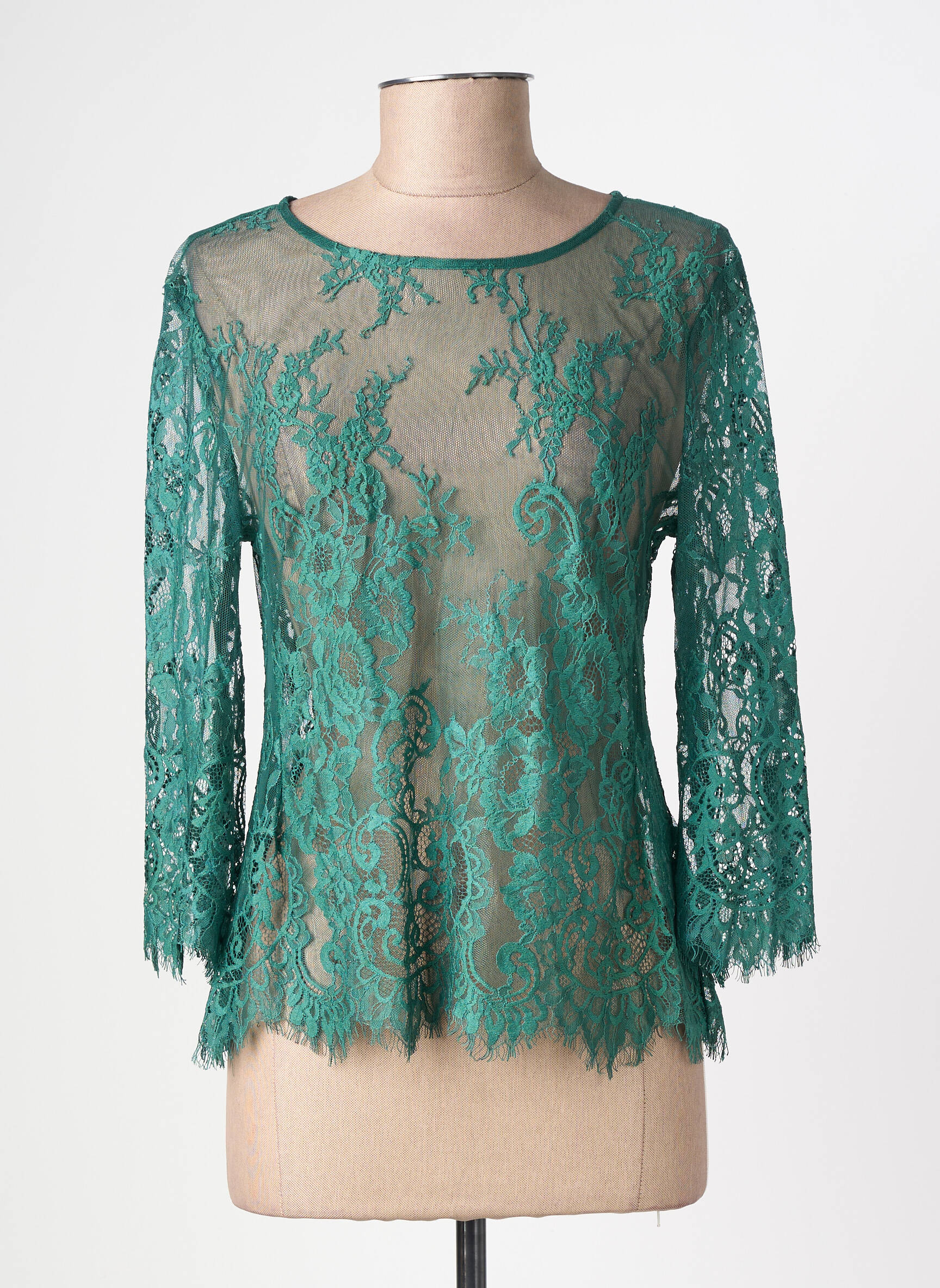 Top elasticitate mâneci 3/4 verde MARYLEY femeie