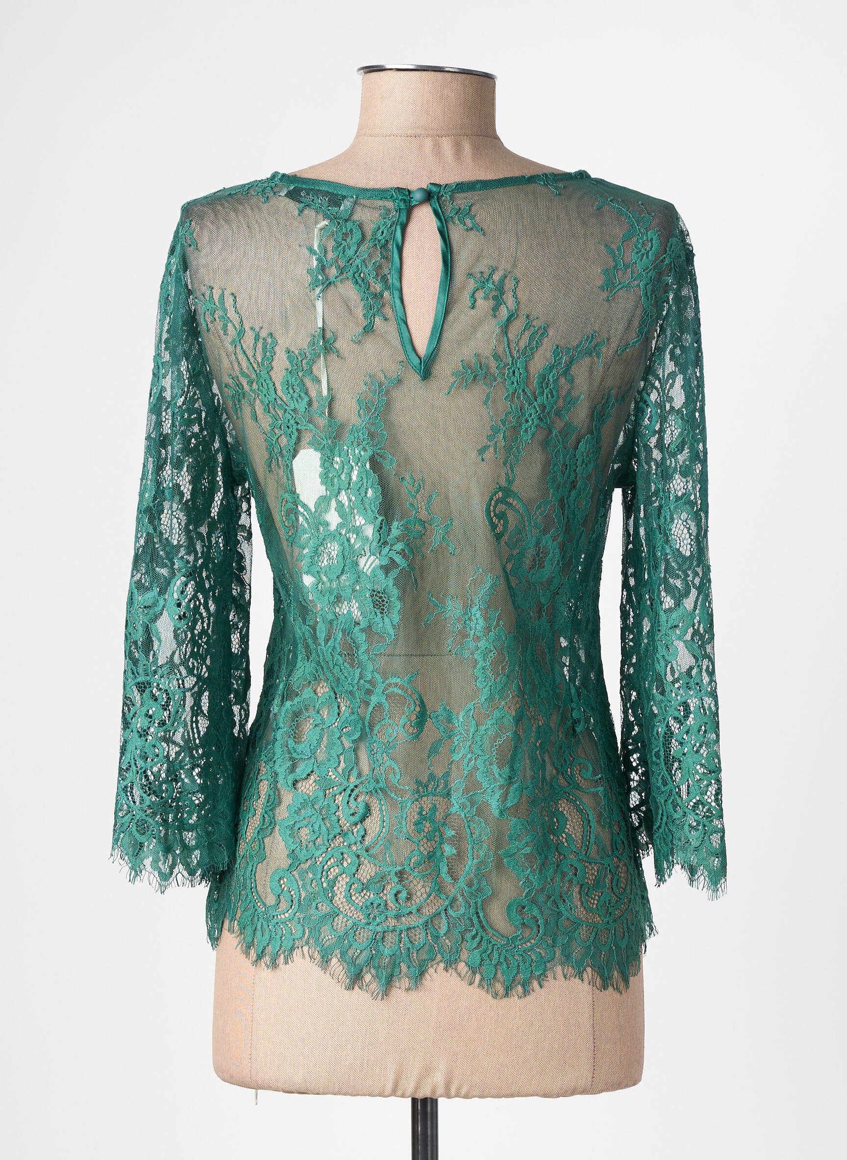 Top elasticitate mâneci 3/4 verde MARYLEY femeie
