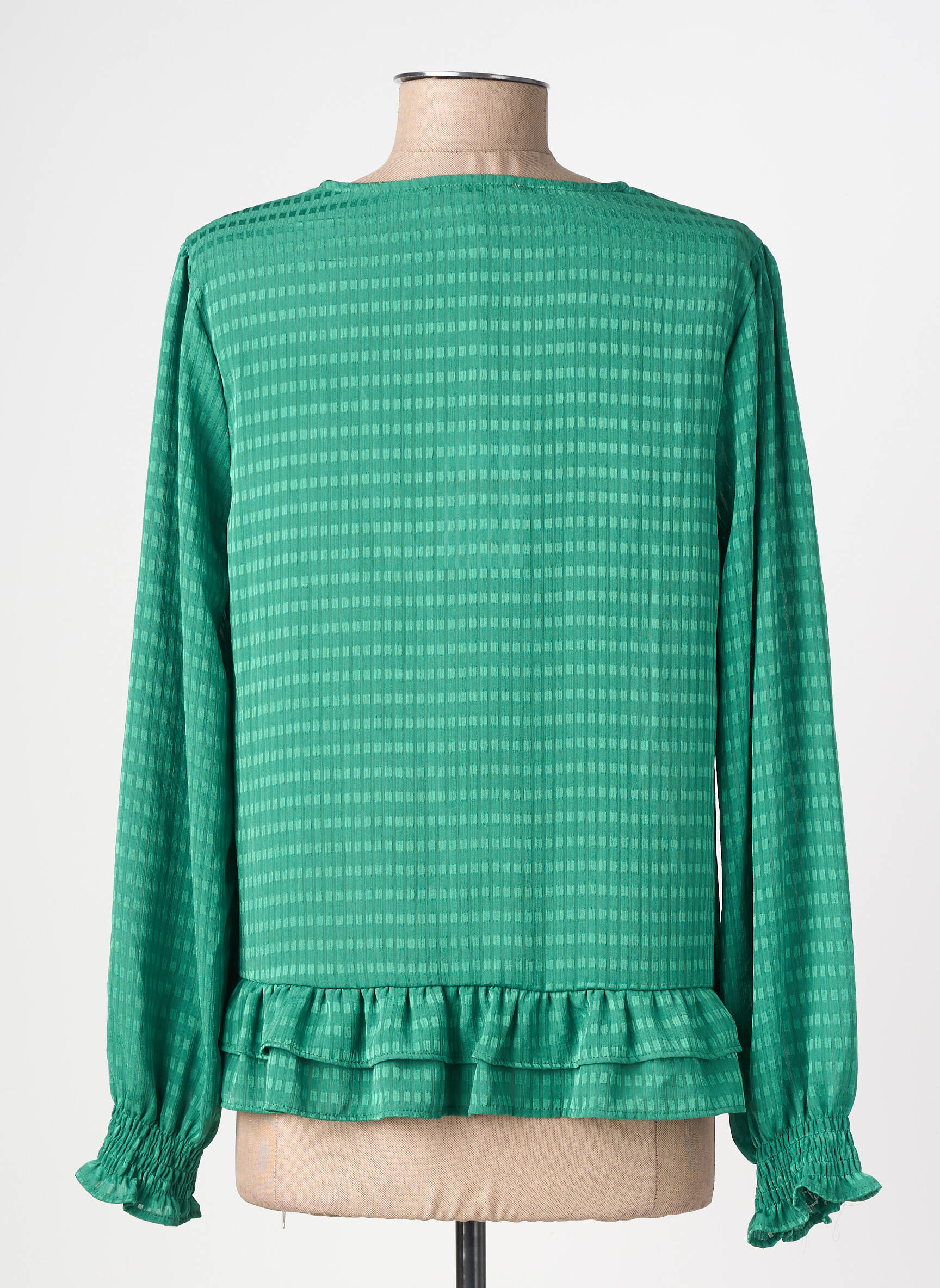 Cămașă țesătură crep mâneci lungi verde EMILIE.K femeie