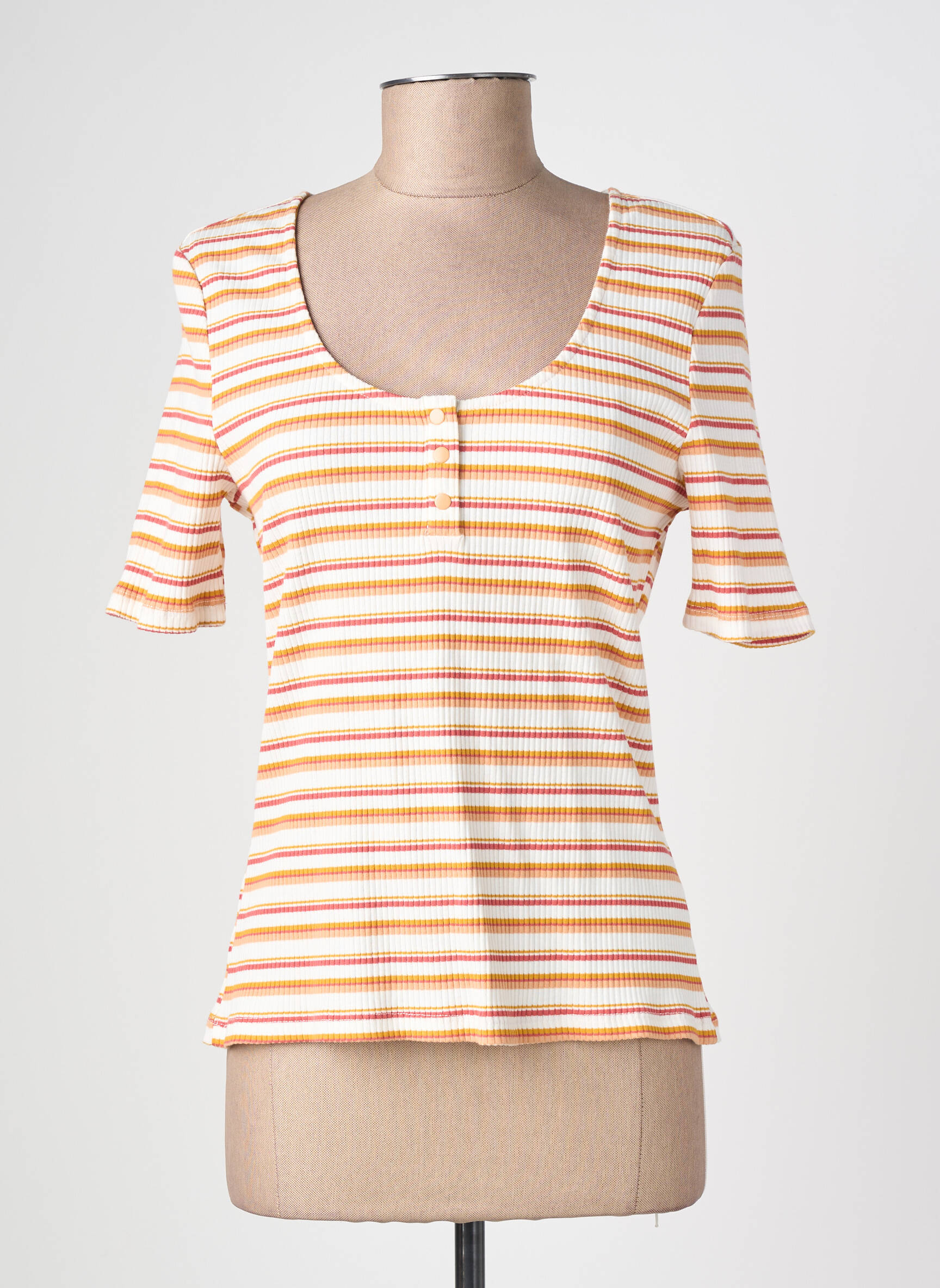Tricou elasticitate mâneci scurte portocalie ARTLOVE femeie