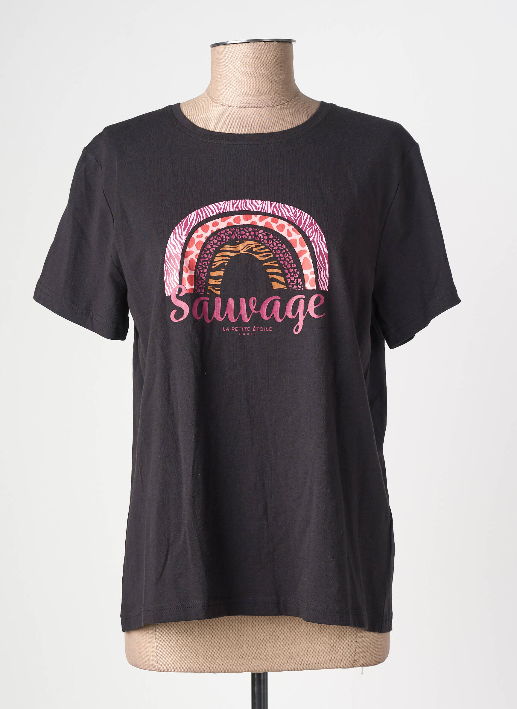 Tricou serigrafie mâneci scurte negru LA PETITE ETOILE femeie