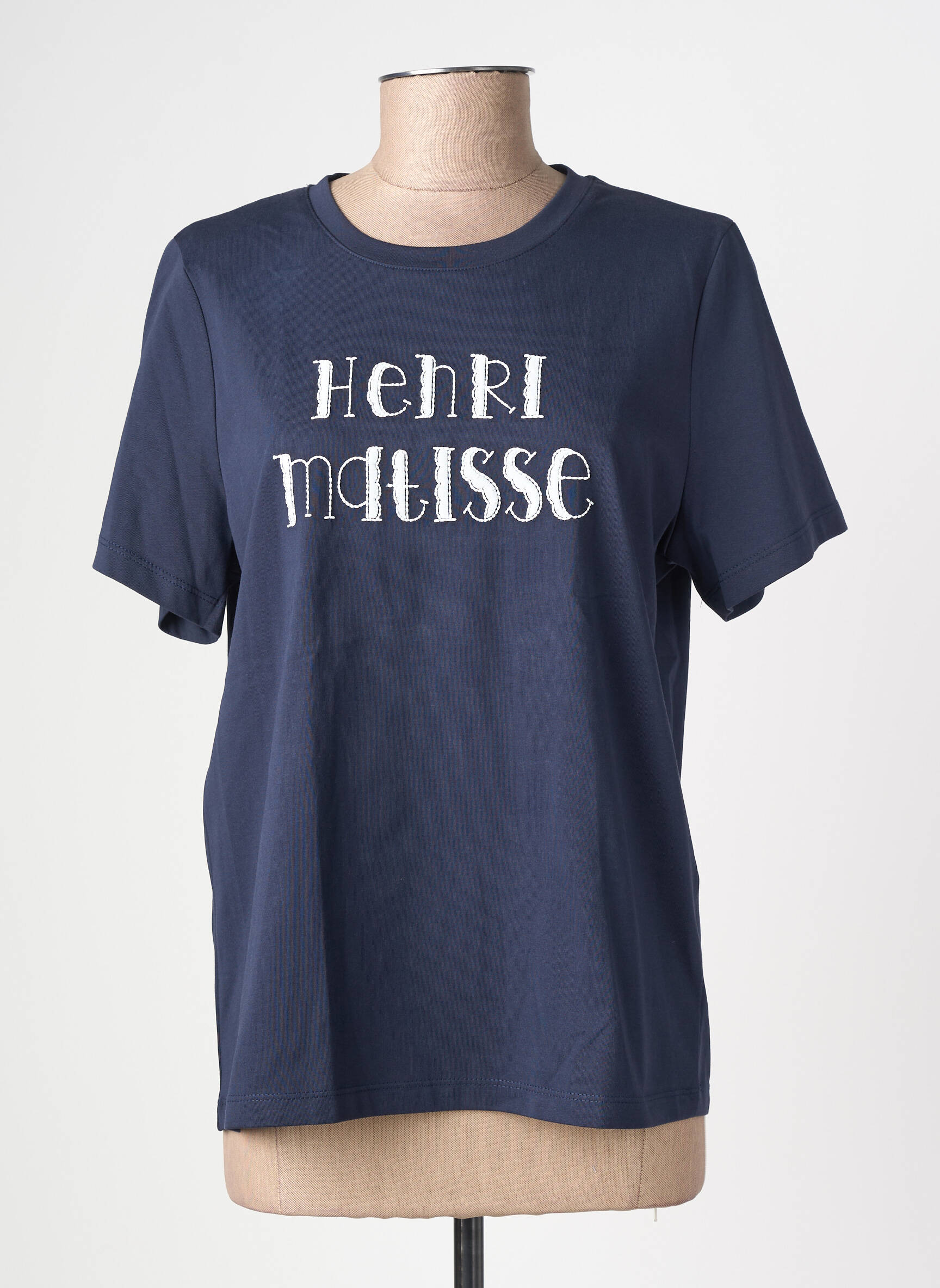 Tricou serigrafie flockată mâneci scurte albastru ARTLOVE femeie